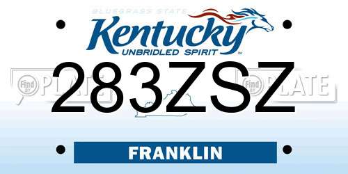 283ZSZ Kentucky License Plate