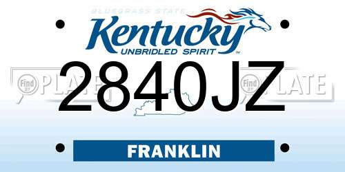 2840JZ Kentucky License Plate
