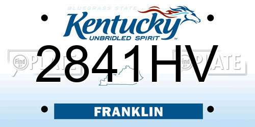 2841HV Kentucky License Plate