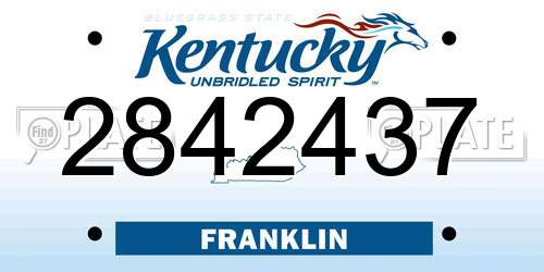 2842437 Kentucky License Plate