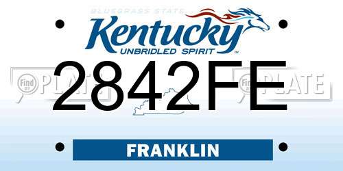 2842FE Kentucky License Plate