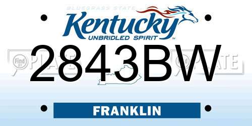 2843BW Kentucky License Plate