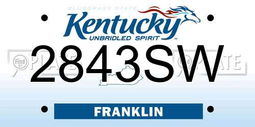 2843SW Kentucky License Plate