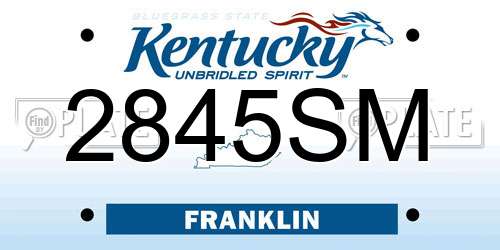 2845SM Kentucky License Plate