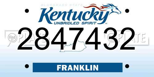 2847432 Kentucky License Plate