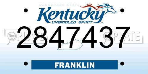 2847437 Kentucky License Plate