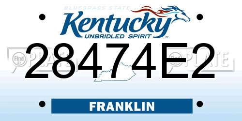 28474E2 Kentucky License Plate