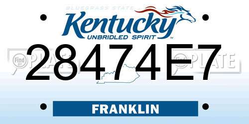 28474E7 Kentucky License Plate