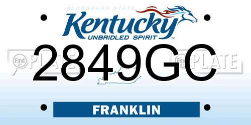 2849GC Kentucky License Plate