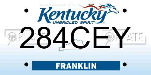 284CEY Kentucky License Plate