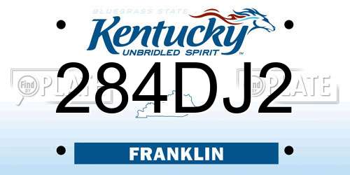 284DJ2 Kentucky License Plate
