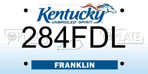 284FDL Kentucky License Plate