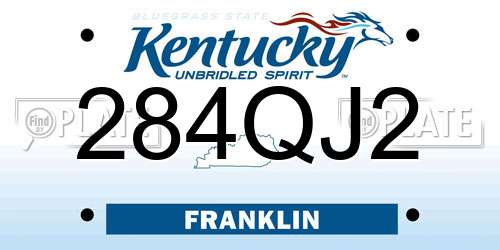 284QJ2 Kentucky License Plate