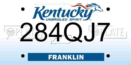 284QJ7 Kentucky License Plate