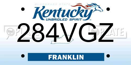 284VGZ Kentucky License Plate