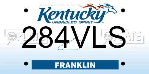 284VLS Kentucky License Plate