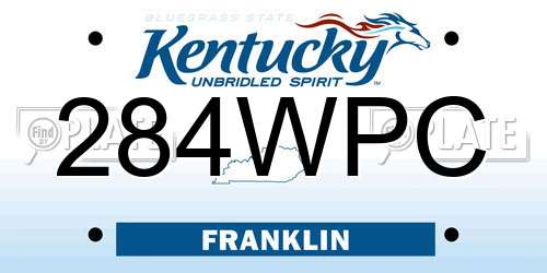 284WPC Kentucky License Plate