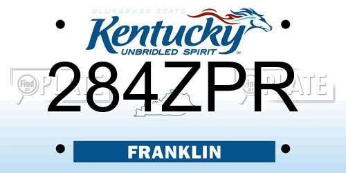 284ZPR Kentucky License Plate