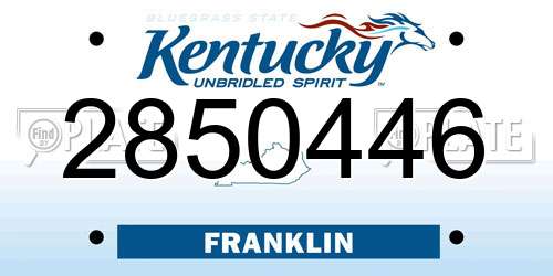 2850446 Kentucky License Plate