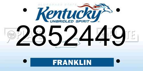 2852449 Kentucky License Plate