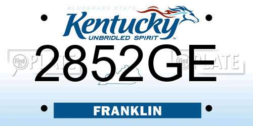 2852GE Kentucky License Plate