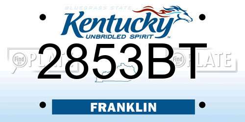 2853BT Kentucky License Plate
