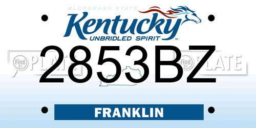 2853BZ Kentucky License Plate