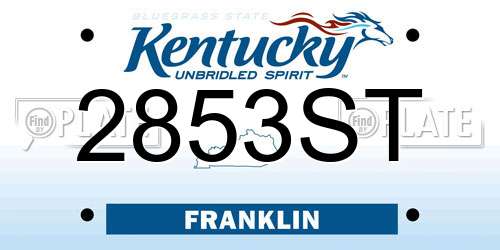 2853ST Kentucky License Plate