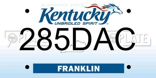 285DAC Kentucky License Plate