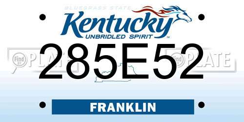 285E52 Kentucky License Plate