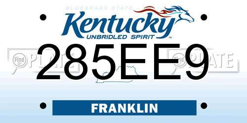 285EE9 Kentucky License Plate