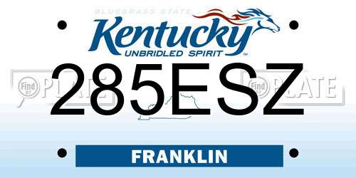 285ESZ Kentucky License Plate