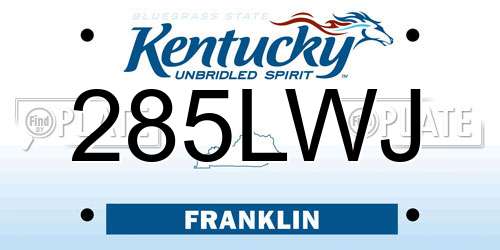 285LWJ Kentucky License Plate