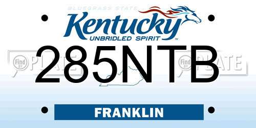 285NTB Kentucky License Plate