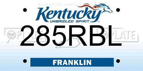 285RBL Kentucky License Plate