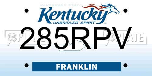285RPV Kentucky License Plate