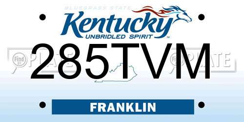 285TVM Kentucky License Plate