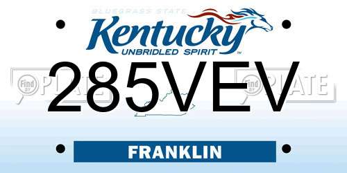285VEV Kentucky License Plate