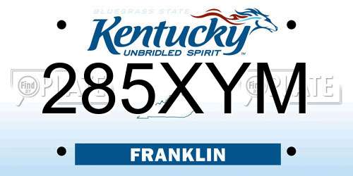 285XYM Kentucky License Plate
