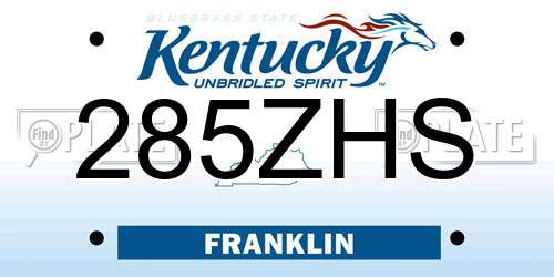 285ZHS Kentucky License Plate