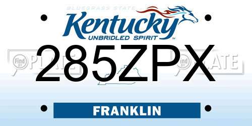 285ZPX Kentucky License Plate