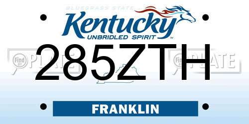 285ZTH Kentucky License Plate