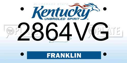 2864VG Kentucky License Plate