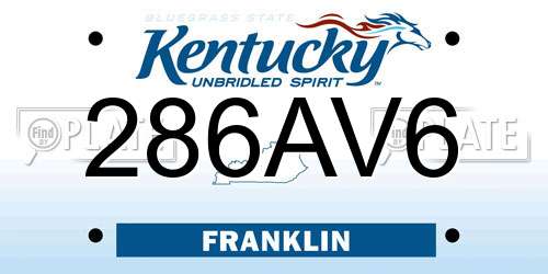 286AV6 Kentucky License Plate