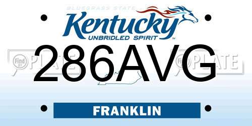 286AVG Kentucky License Plate