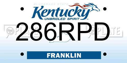 286RPD Kentucky License Plate