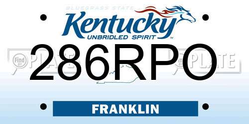 286RPO Kentucky License Plate