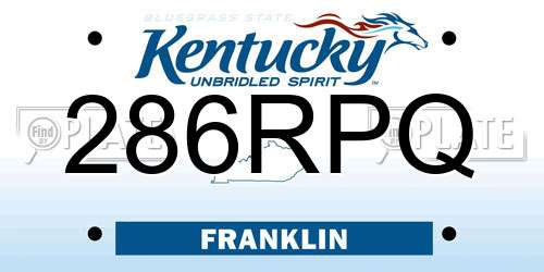 286RPQ Kentucky License Plate