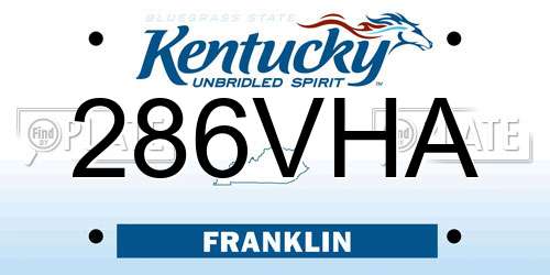 286VHA Kentucky License Plate
