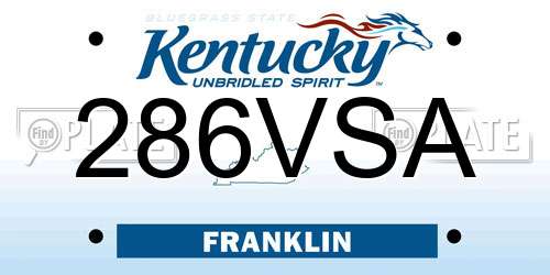 286VSA Kentucky License Plate